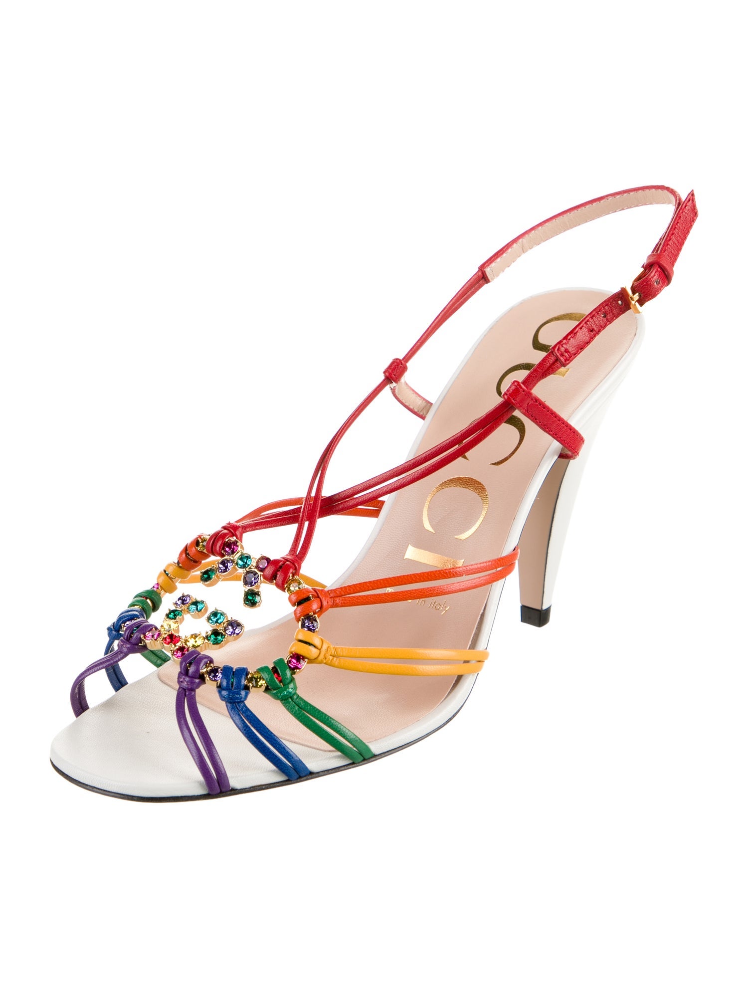 Gucci Interlocking G Logo Leather Slingback Sandals